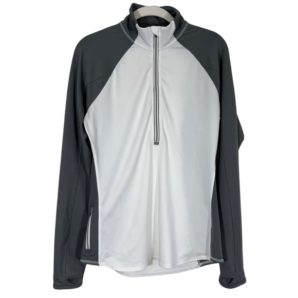Athleta Women’s Quarter Zip Pullover Top Size Medium Gray White - Picture 2 of 13